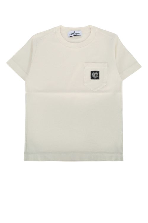 Logo-Patch Cotton T-Shirt — Beige