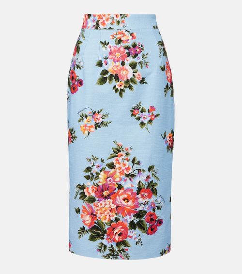 Floral cotton pencil skirt