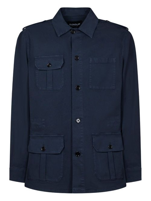 Military-style button-up jacket - Blue