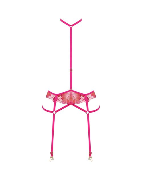Colette Garter Belt Harness Fuchsia Pink/Orange Pepper