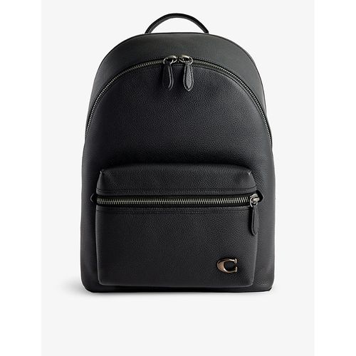 Mens Black Charter Leather Backpack
