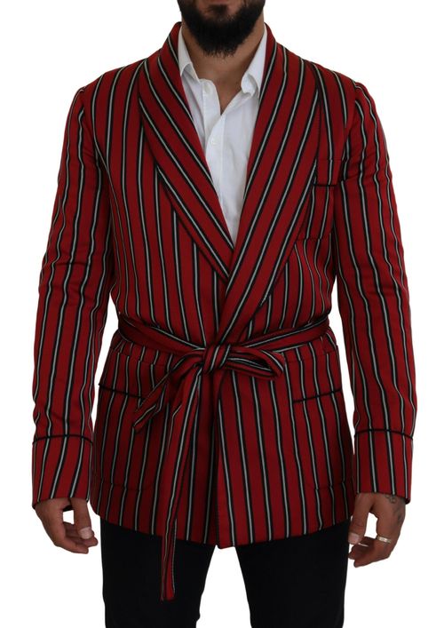 Red Striped Silk-Lined Blazer — Red
