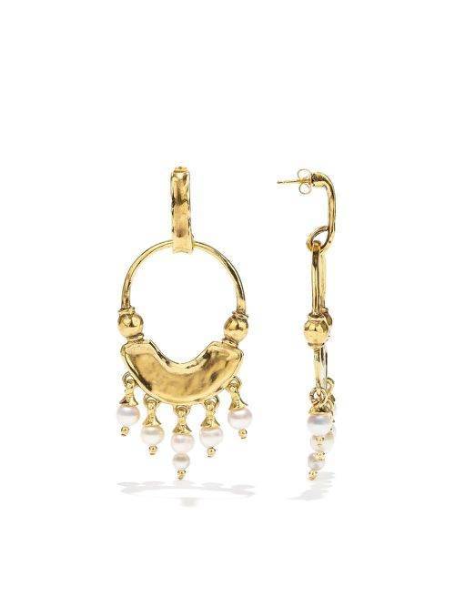 Pearl-detail pendant earrings - Gold