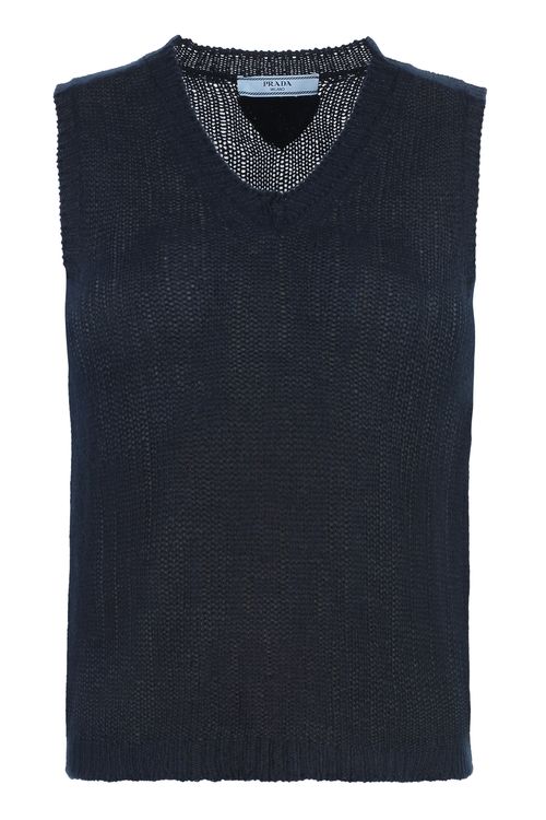Ribbed Cashmere Knit Vest