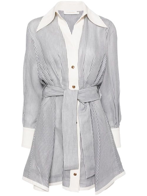 Illustration tuck mini dress - White