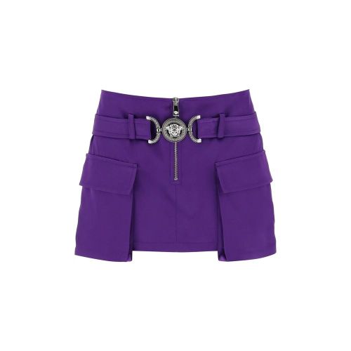 Cargo-Pocket Viscose Satin Skirt — Purple