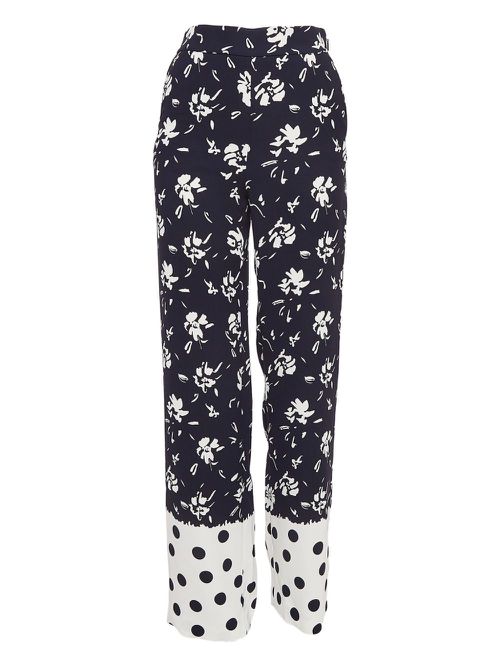 Pre-Owned floral-print trousers - Blue