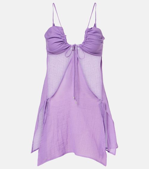 Cutout cotton muslin minidress
