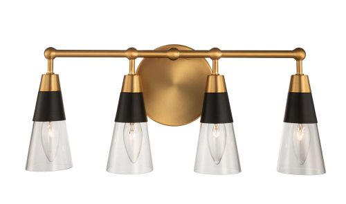 Ponti 4-Light Bathroom Vanity Light in Matte Black with New Bra