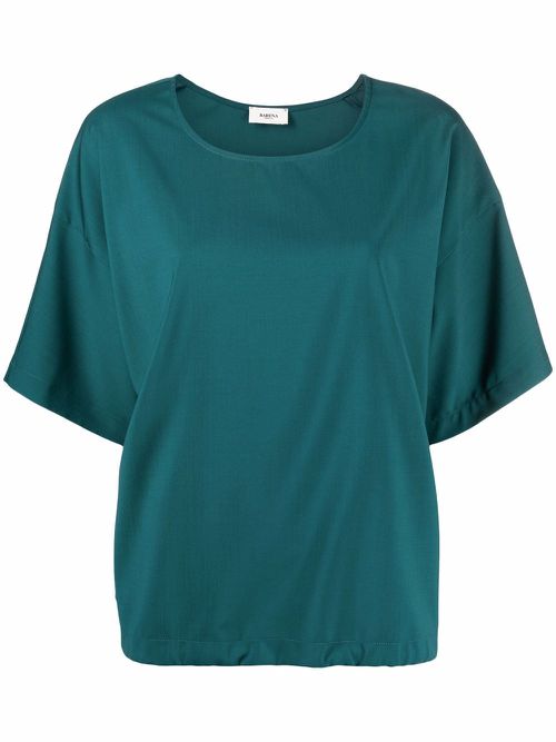 Drawstring-hem T-shirt - Green