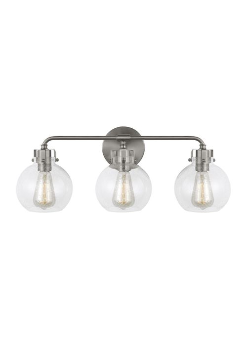 Visual Comfort Studio Clara 3-Light Bathroom Vanity Light in Satin Nickel by Sean Lavin