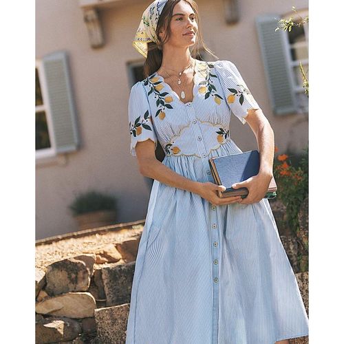 Monsoon Marisol Lemon Stripe Midi Dre