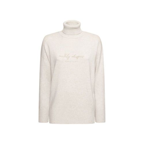 Cashmere Wool Blend Turtleneck Sweater — Beige