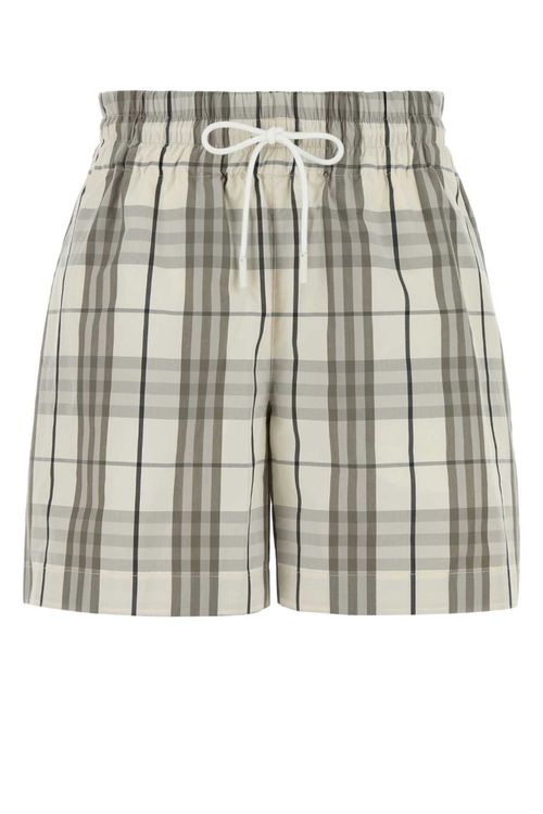 Grey Embroidered Poplin Shorts