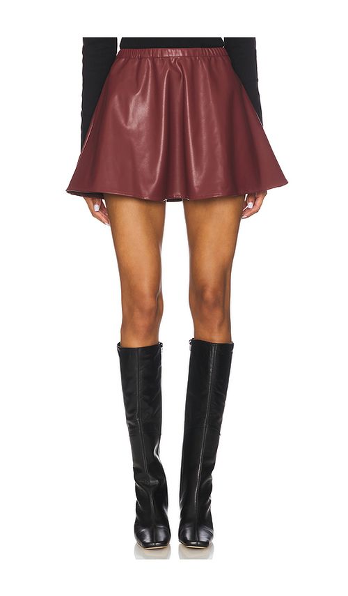 Lovers and Friends Jordan Faux Leather Mini Skirt in Burgundy. XXS. Also in L, M, S