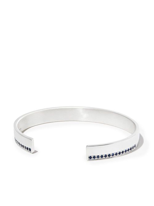 20g sapphire ribbon cuff - Silver