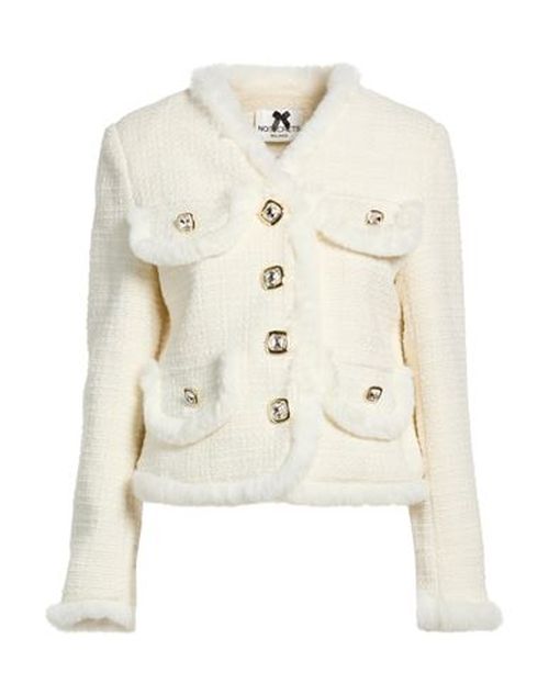 Woman Jacket Ivory Size 4 Polyester, Wool