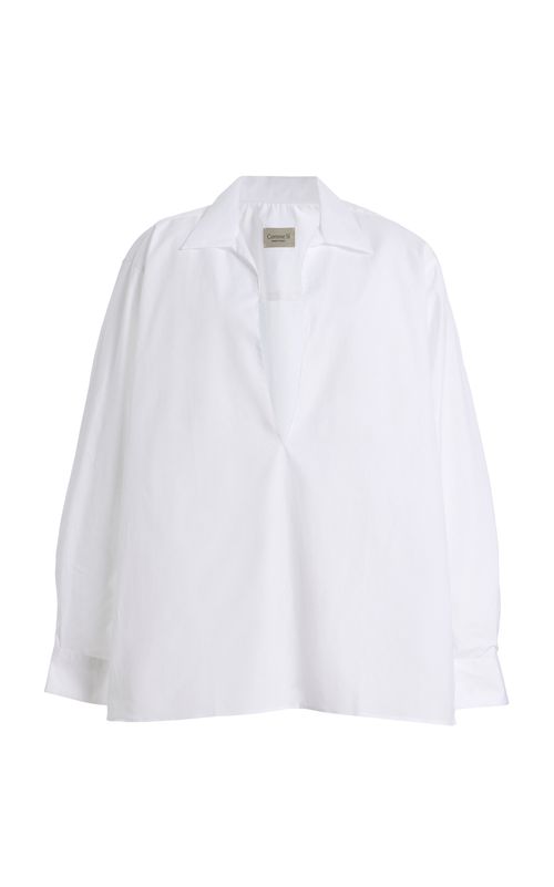 Deep V-Neck Cotton-Poplin Shirt - Moda Operandi