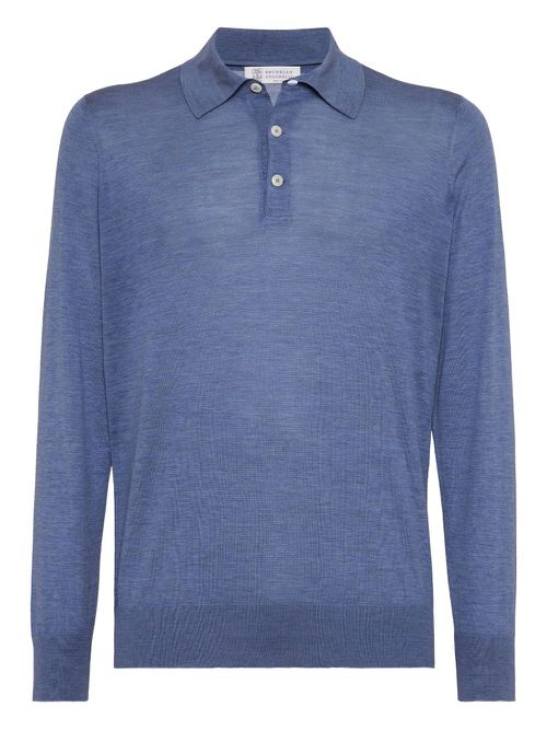 Lightweight knitted polo shirt - Blue