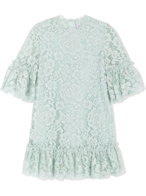 Cordonetto-lace ruffle-trim dress - Blue