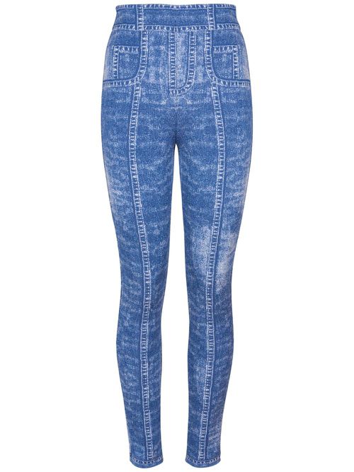 Monogram-jacquard leggings - Blue