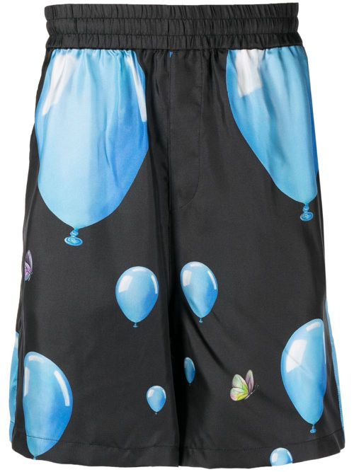 Balloon-print silk bermuda shorts - Black