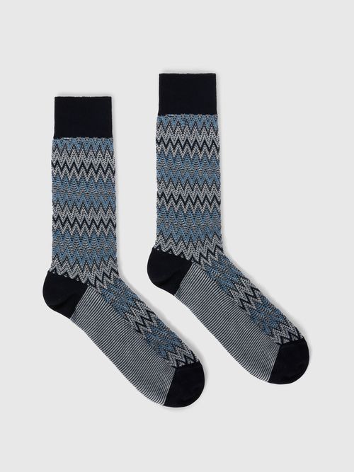 Missoni - Mid-length cotton-blend socks with dégradé zigzag, Men, Multicoloured