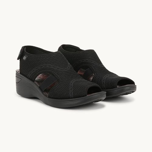 For Shoes Dream Wedge Sandal Black Fabric