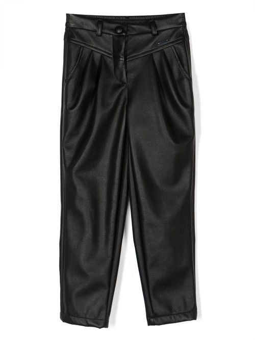 Logo-patch cotton trousers - Black
