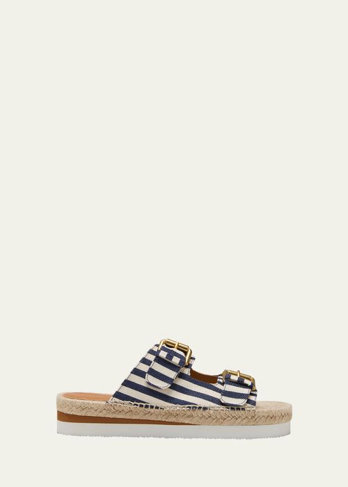 Glyn Stripe Dual-Buckle Slide Sandals