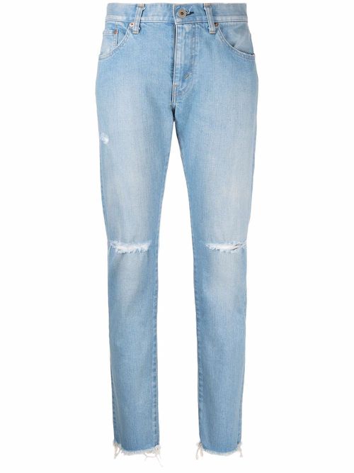 Distressed skinny-cut jeans - Blue