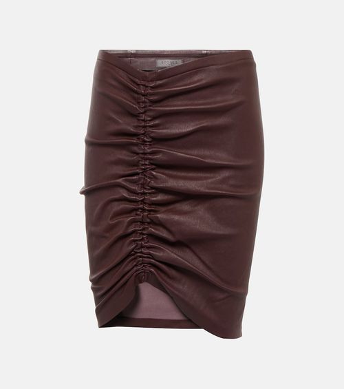 Mouna ruched leather miniskirt