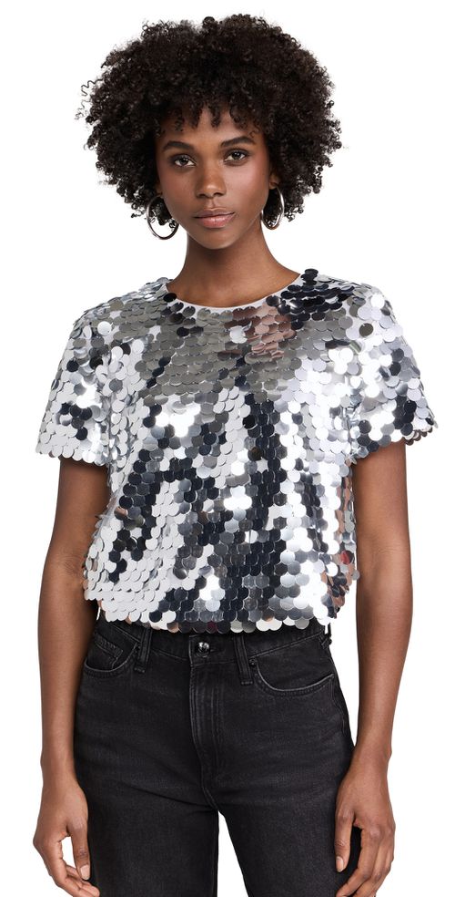 Fisheye Sequins Top Silver