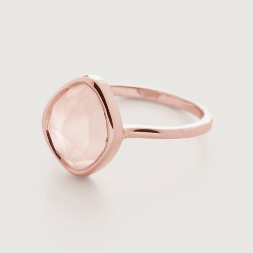 Rose Gold Siren Small Nugget Stacking Ring Rose Quartz
