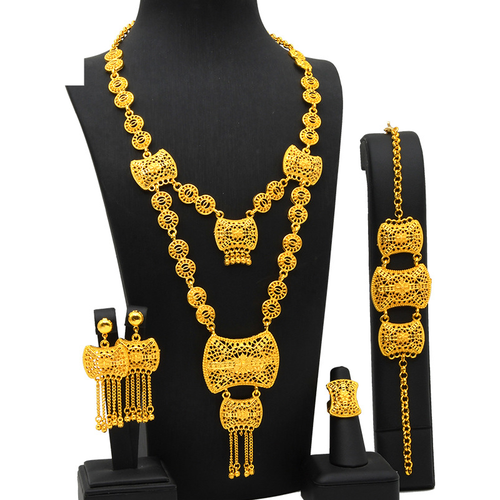 Pendant jewelry set Bridal wedding accessories Alloy long necklace Bracelet Ring earring