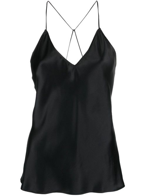 V-neck silk vest - Black