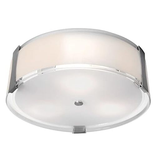 Tara 18" 3-Light Opal Flush Mount in Brushed Stee