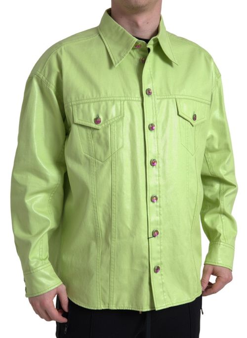 Cotton Collared Button-Down Shirt — Green