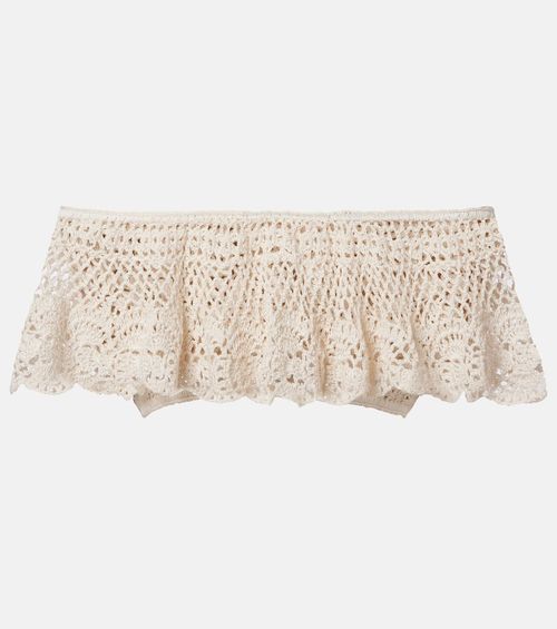 Filigree crochet off-shoulder cotton crop top