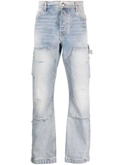 Distressed straight-leg jeans - Blue