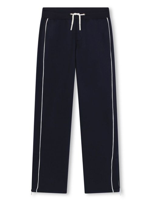 Piped-trim drawstring track pants - Blue