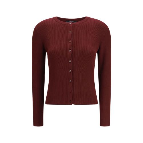 Ribbed Viscose Cardigan — Bordeaux
