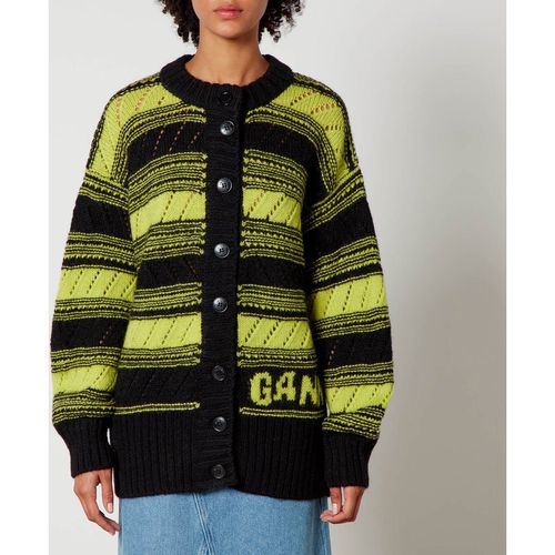 Ganni Striped Organic Wool Cardigan