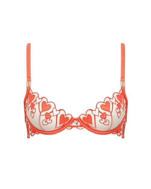 Bluebella Harlow Heart Embroidered Bra Coral