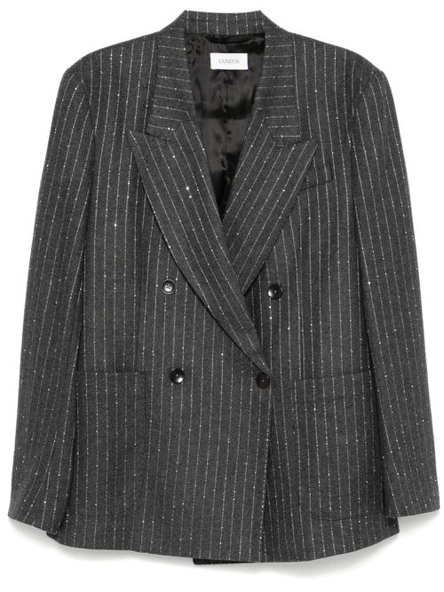 Pinstriped double-breasted blazer - Grey