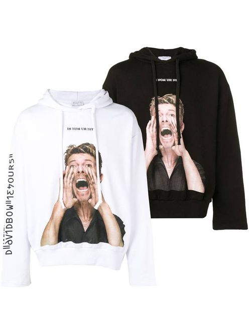 David Bowie print hoodie - Black