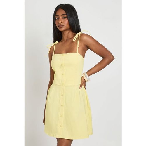 Boohoo Womens Bengaline Button Through Cami Dress - Yellow Viscose