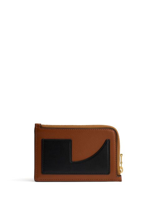 Logo-stamp leather cardholder - Brown