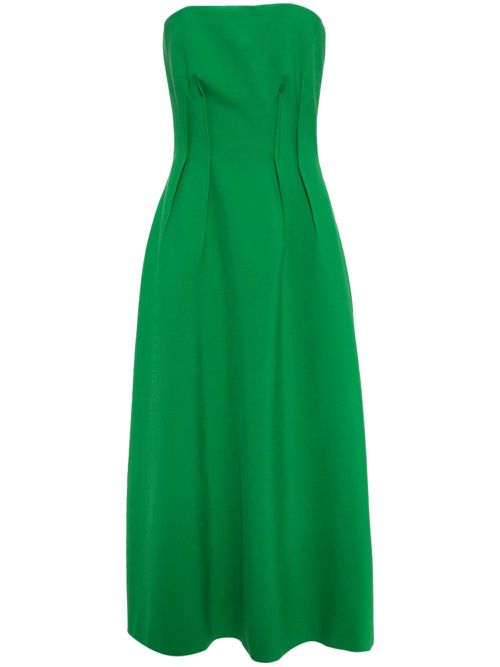 Inverted-darts strapless dress - Green