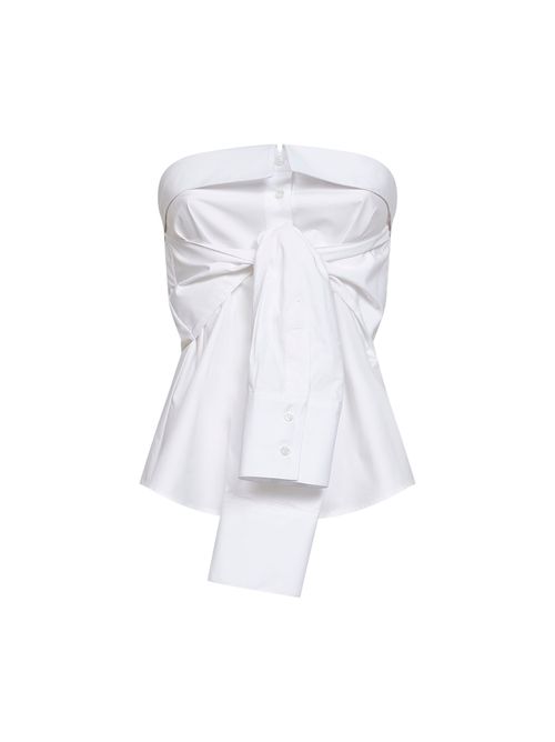 Cotton Poplin Bustier Blouse — White